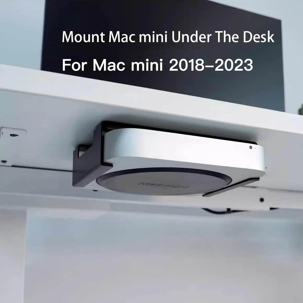 Under Desktop Bracket Stand for Apple Mac Mini Intel M1 M2 Pro 2018–2023 Monitor Back Mounted Bottom Holder Rack Cooling