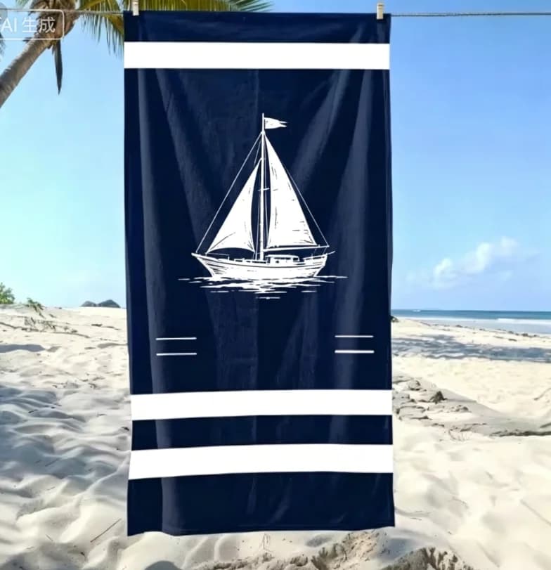 Navy Blue Beach Towel with Anchor and Rope Design Your Ultimate Beach Essential! Suitable for towels bath towels beach towels