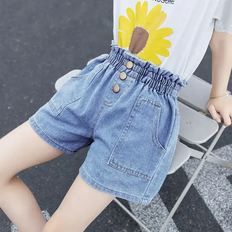 Pantaloncini jeans per ragazze estive Abbigliamento per bambini Neonata Cotone Cartoon Coniglio Orso Denim Pantaloni casual per bambini coreani corti