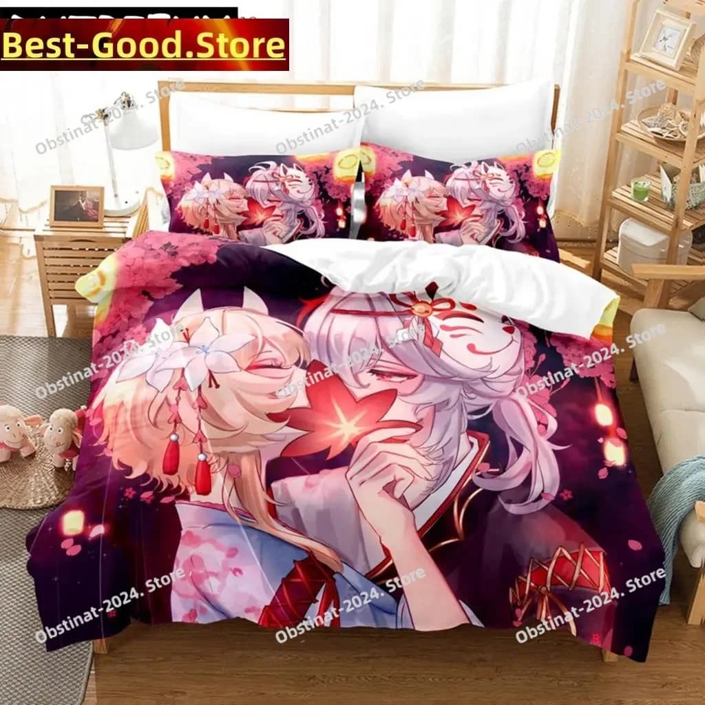 Anime Genshin Impact Lumine Copripiumino Cartoon Girl Set di biancheria da letto Set letto matrimoniale per tessuti per la casa