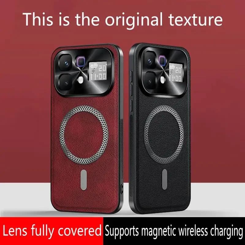 Custodia Magnetica di Lusso in Pelle con Texture per Infinix Note 60 Pro, Compatibile con Ricarica Wireless, Antiurto, Cover Posteriore