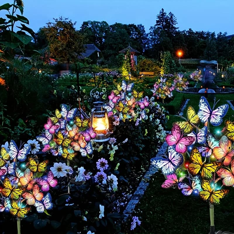 Luci da giardino a farfalla a LED solari Lampada da percorso per prato all'aperto colorata impermeabile per la decorazione del tetto di Natale del festival del patio del cortile