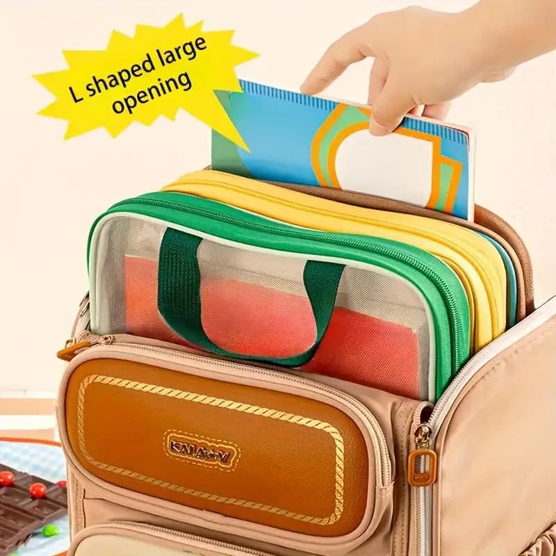 Borsa per cartelle di file con cerniera in rete multifunzionale Borsa per documenti di cancelleria per la scuola Borsa per documenti portatile per archiviazione desktop da ufficio