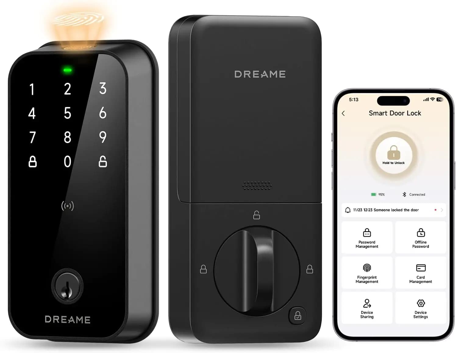 Serratura Intelligente con Apple Home Key, Impronta Digitale AI, Batteria da 12 Mesi, Chiusura Automatica e Controllo tramite App