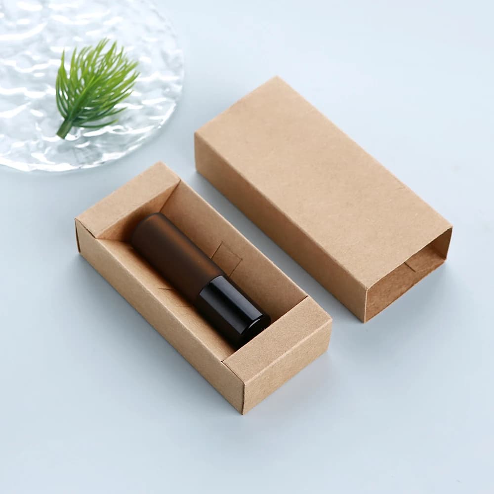 20/30 pezzi 5 ml rulli di vetro per oli essenziali, marrone satinato, bottiglie di ricarica di profumo portatili compatte, con scatole eleganti