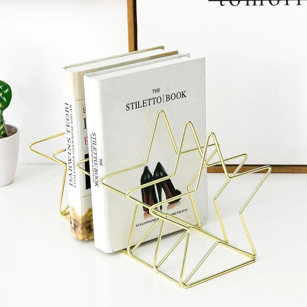 1 Pezzo Porta Libri da Scrivania in Ferro Battuto, Organizzatore a Forma di Stella, Creativo Porta Riviste per Ufficio e Studio