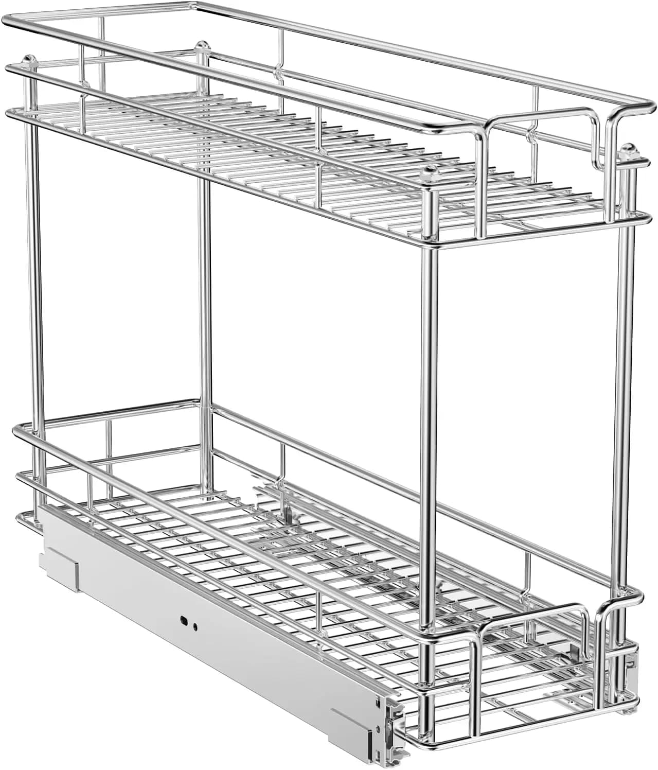 Organizzatore estraibile a 2 livelli per armadietti stretti, 8,5 L x 21,5 P, mensola portaoggetti cromata per cucina