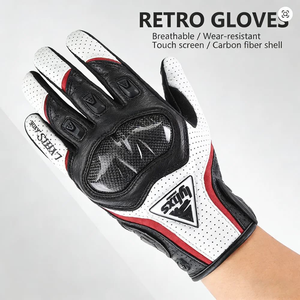 Guanti Estivi per Moto e Ciclismo in Pelle con Protezione in Carbonio, Accessori per Guida e Motocross, Guanti da Corsa