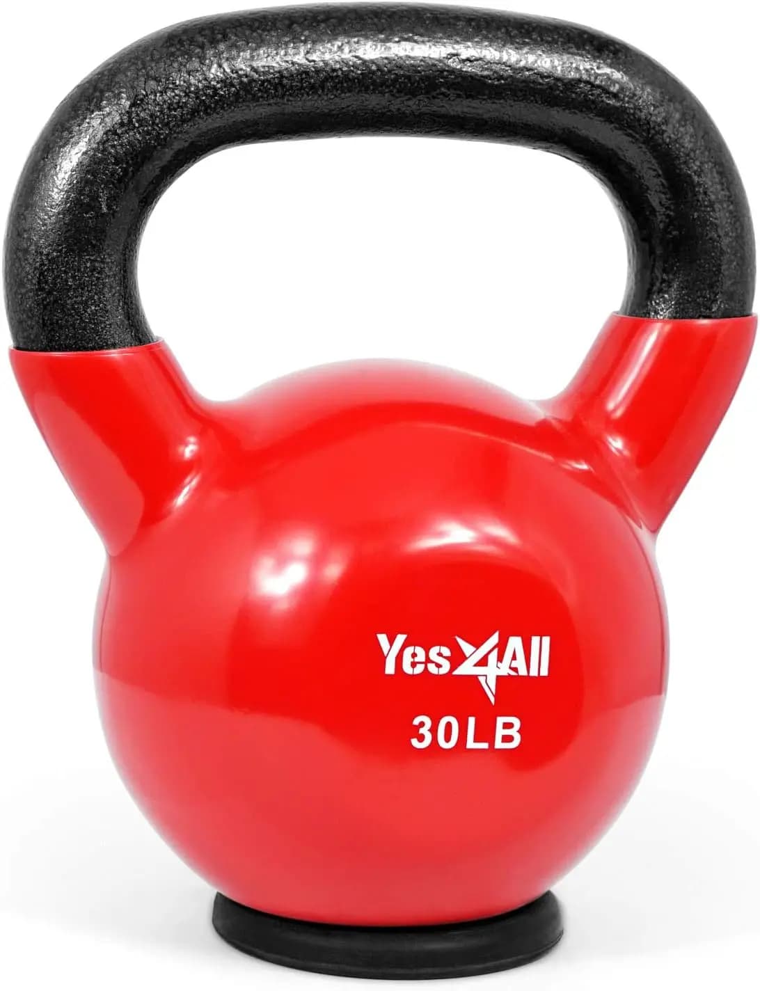 Kettlebell set with rubber base for women and men, weights for strength training (10-65 pounds) with large grip and durable PVC
