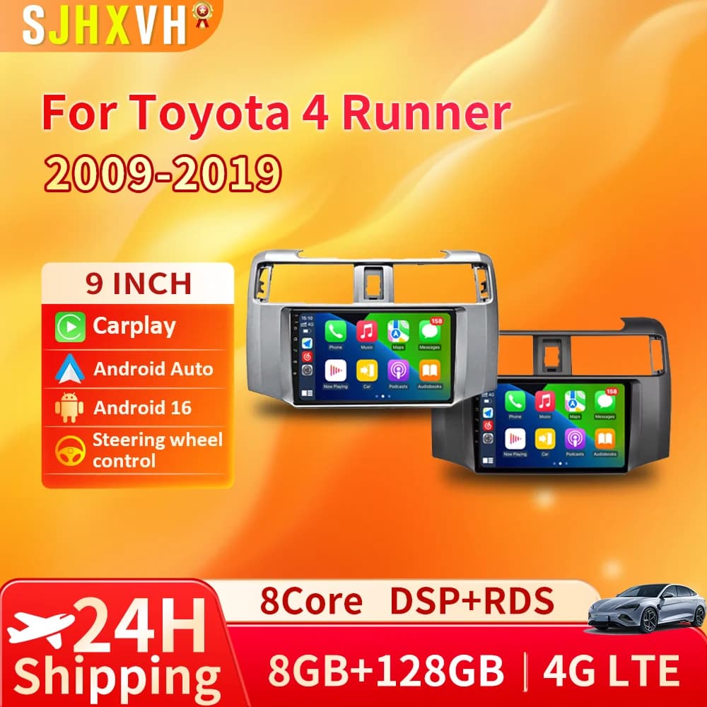 Autoradio Android 16 per Toyota 4Runner 5 N280 2009 - 2020 2K Carplay Stereo Lettore Multimediale Video Navigazione GPS 4G WIFI BT