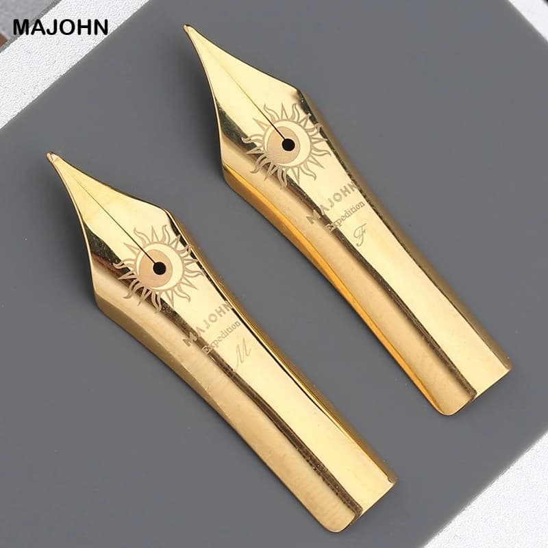 MAJOHN 8# Nib Type 40 Large Gold-plated BOCK Silver Glossy F/M Nib Office Stationery Replacement Fountain Pen Nib for P139/P140