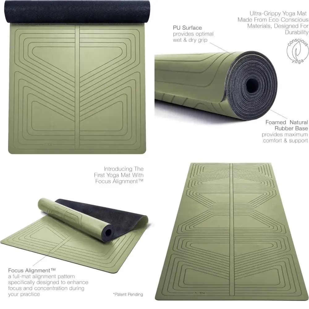 Eco-friendly anti-slip yoga mat with wet/dry handle, premium PU material, focus alignment and laser engraved design
