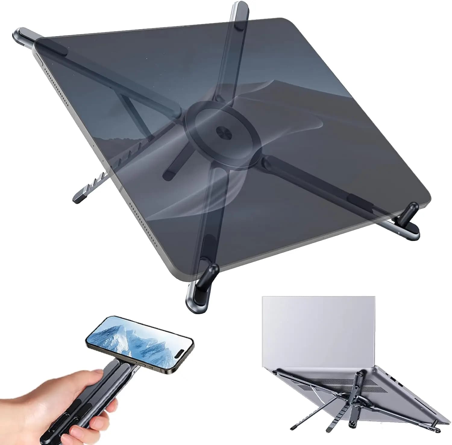 Supporto Portatile Regolabile e Pieghevole per Laptop, Tablet e Telefono, per Scrivania e Viaggio, Compatibile con iPad, MacBook, iPhone
