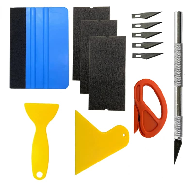 Kit di strumenti per l'avvolgimento dell'auto Set di fogli per auto Involucri in vinile Strumenti per stagnola Raschietto per raschietto Coltello per kit di strumenti per pellicola da imballaggio per auto