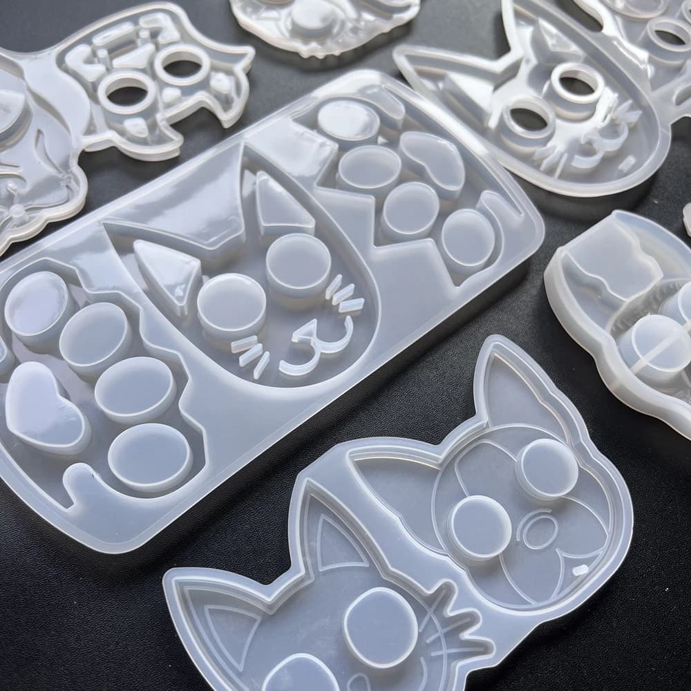 Cat Dog Animal Fist Buckle Silicone Mold Epoxy Resin Casting for Pendant Key Chain DIY Self Defense Tool Maker