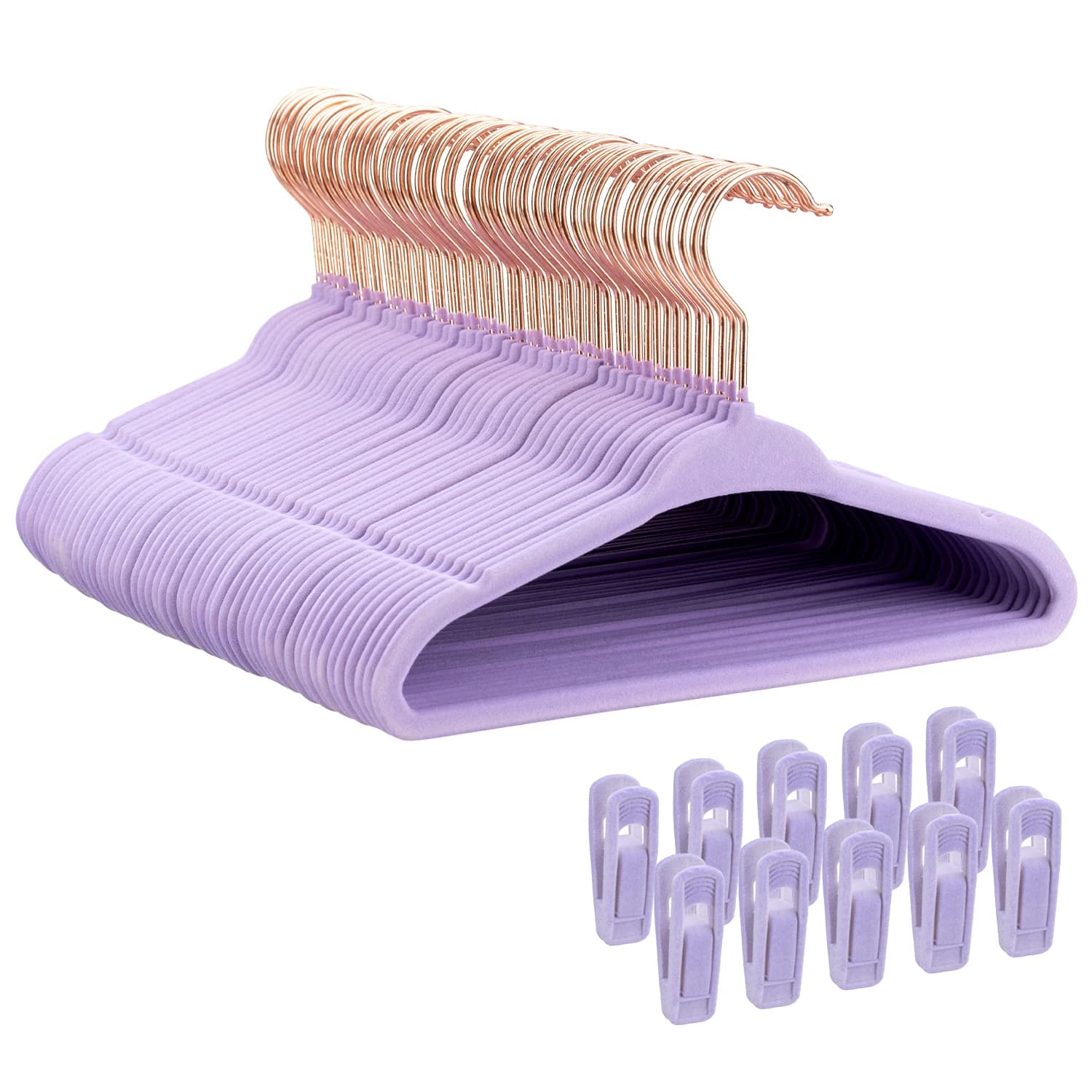 Appendiabiti in velluto per neonati, confezione da 30/50 - Appendiabiti in feltro premium antiscivolo da 11 pollici per vestiti da neonato - Appendiabiti in feltro ultra sottili per armadi di bambini e neonati con 10 clip - Viola