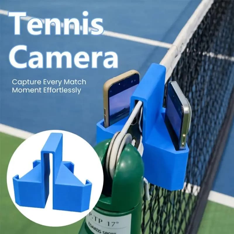 Supporto per telefono da tennis, supporto per action camera a doppia prospettiva per registrazione, allenamento, giocatori