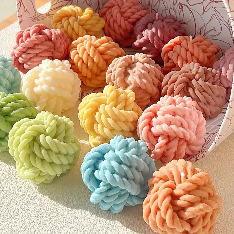 Stampo in Silicone 3D a Forma di Pallina di Filato per Candele, Sapone Fatto a Mano, Candele Aromaterapiche in Resina, Riutilizzabile