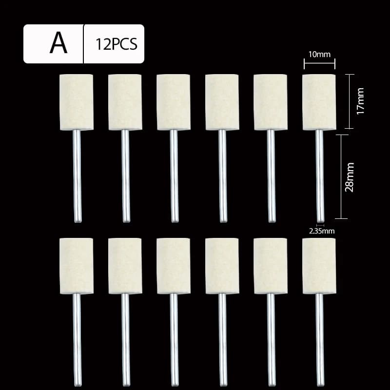 Set di barre per lucidatura in feltro da 2,35 mm Punti montati in lana per lucidatura di metalli per stampi per gioielli compatibili con utensili rotanti Dremel