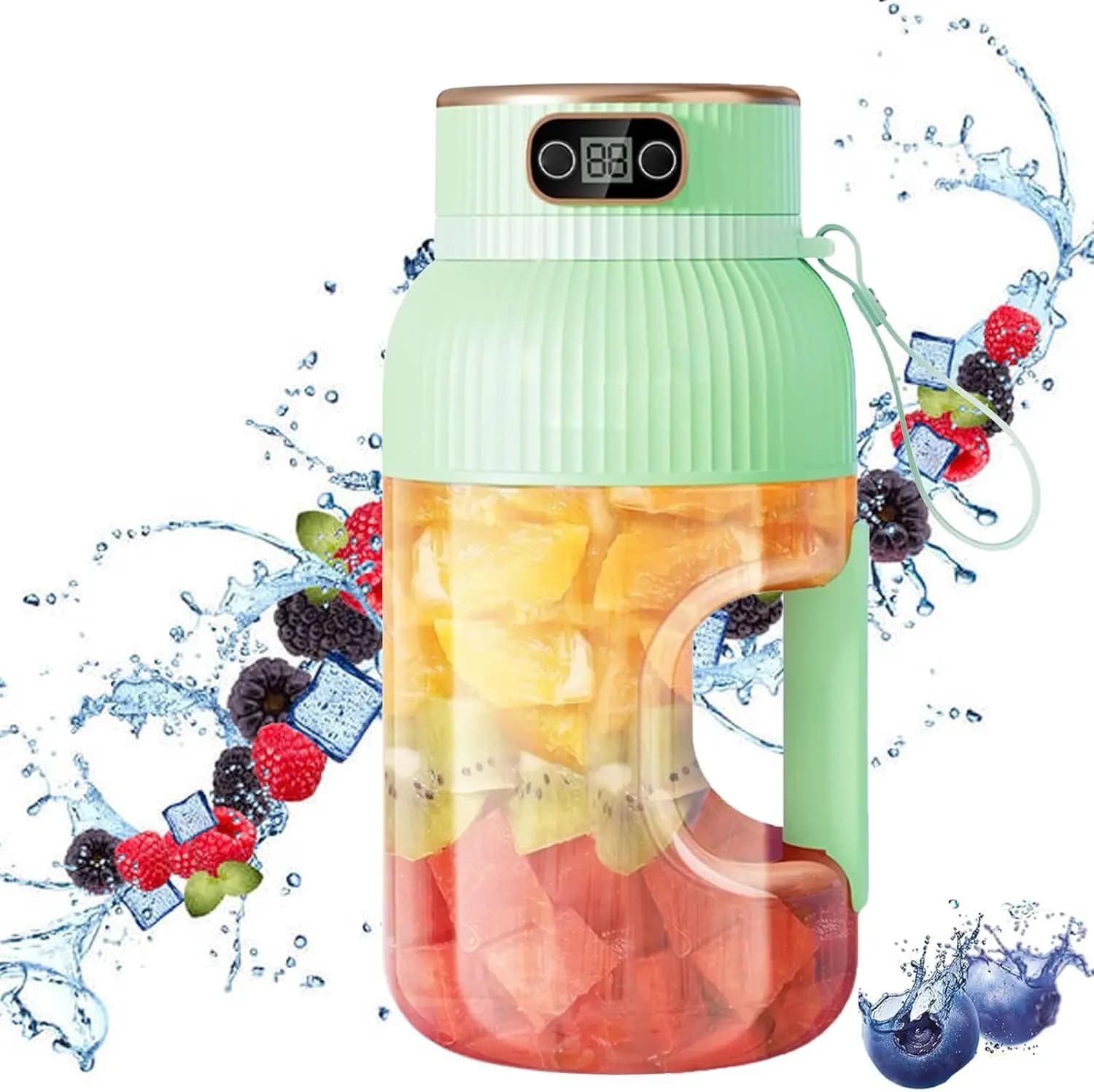 2025 New versatile portable juicer cup 1200 ml rechargeable outdoor camping smoother with digital display