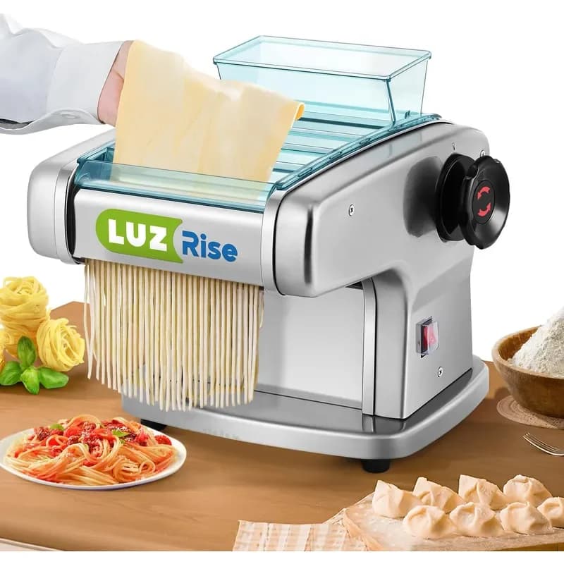 Electric Pasta Maker Automatic Noodle Machine Fresh Pasta Dough Roller Stainless Steel 4 Blades for 2mm 2.5mm 4mm and 9mm
