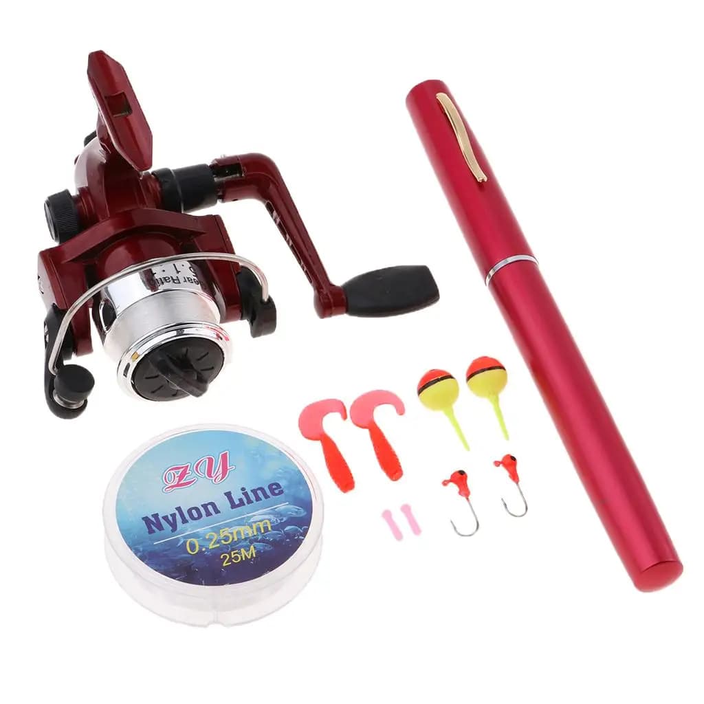 Mini Portable Pocket Fishing Pen Rod Telescopic Pole Spinning Reel Line Soft Lures s Jig Hooks Fishing Tackles Combo Set