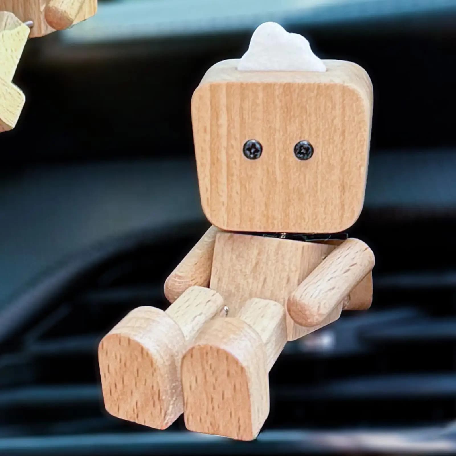 Car Vent Diffuser Wooden Robot Air Outlet Freshener Clip Interior Scent Decorations for Car Road Trip Kitchen Home Bedroom