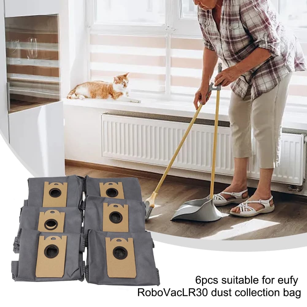 6 sacchetti per la polvere di ricambio per RoboVac LR30 e per Robot Vacuum Cleaner Hybrid+, componenti compatibili per una facile manutenzione