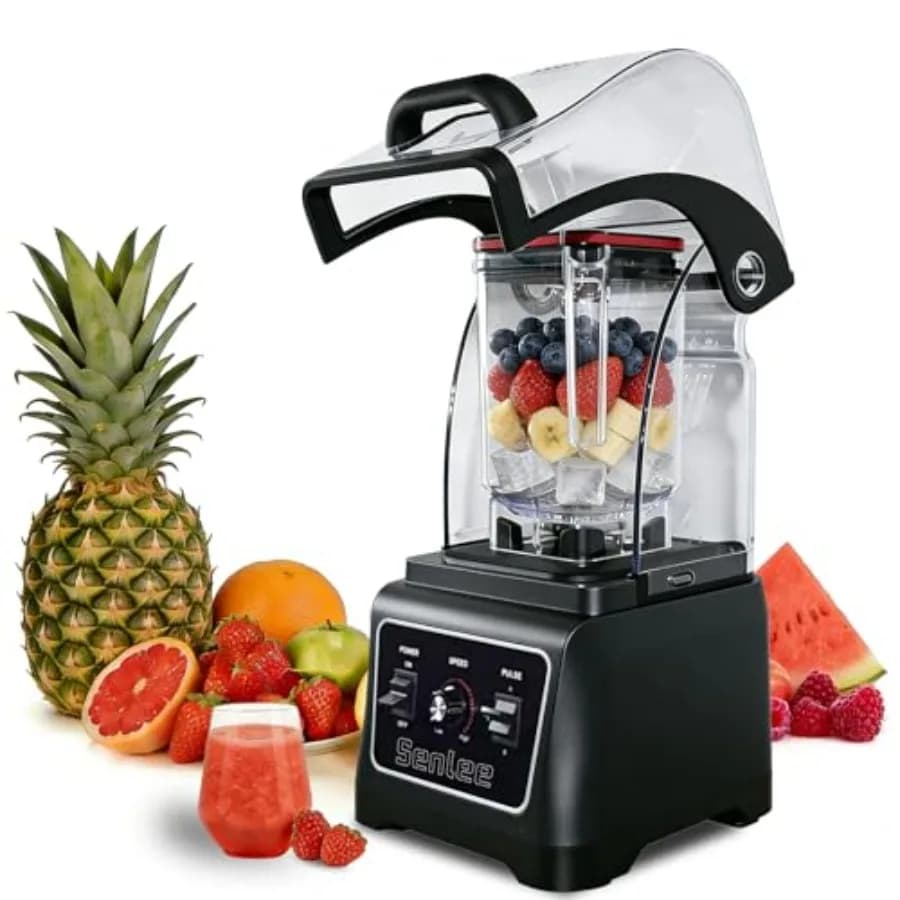 Professional 2200W Commercial Frullator with 64oz Caraffa Without BPA, Silent, Self-cleaning, with 6 Stainless Steel Blades