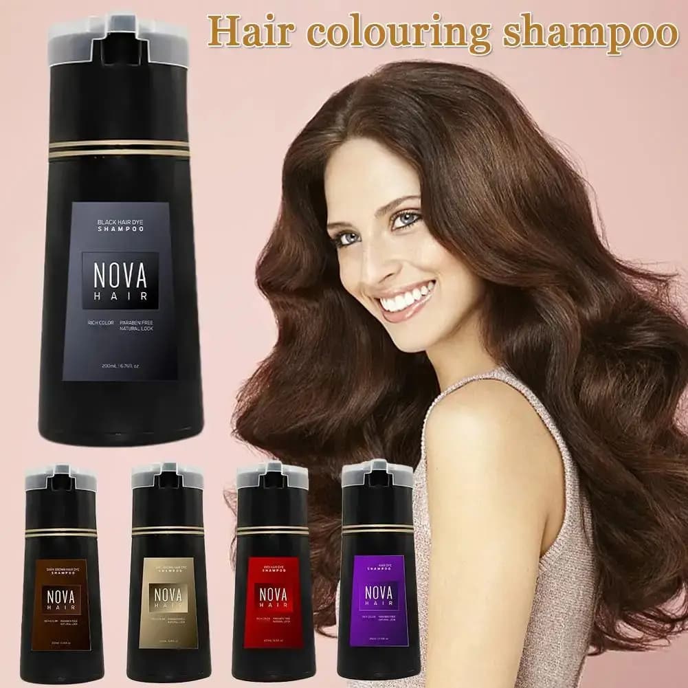 200 ml Nova Hair Tincture Shampoo Shampoo for Coloring Gray Hair Tinctures Long Life Nutrition for Man Woman Quick Coloring Shampoo