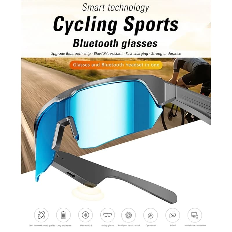 Multi-functional Bluetooth Smart Glasses Anti-Ultraviolet Sports Sunglasses for Running Mountain Climbing Cycling