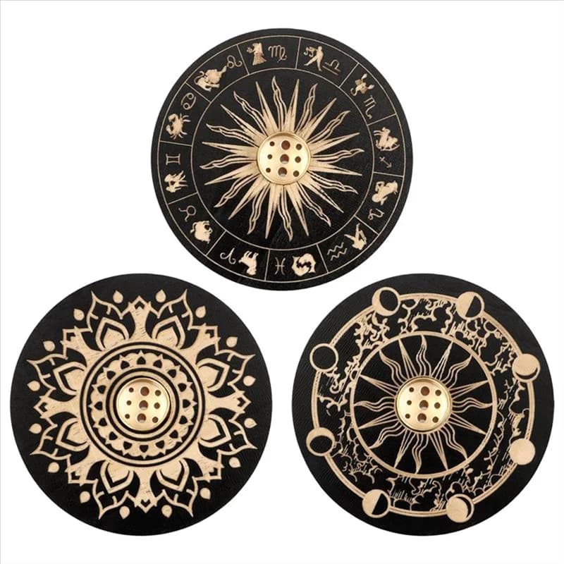 AEE6-Supporto per incenso per bastoncini Porta vassoio per incenso in legno con 9 fori per meditazione yoga e decorazione domestica per interni o esterni