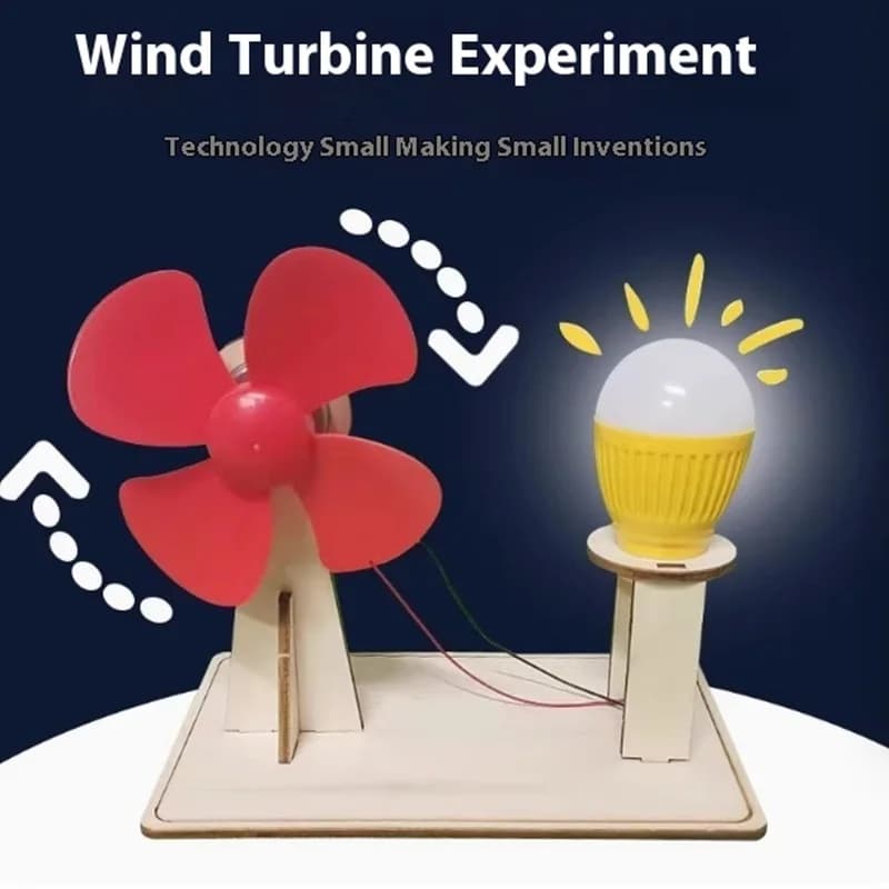Modello di turbina eolica in legno fai-da-te Giocattolo scientifico per bambini Assemblaggio Tecnologia a vapore Gioco di apprendimento per l'educazione fisica