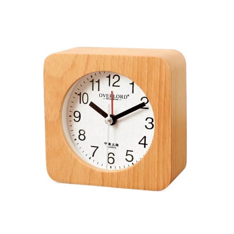 Orologio da tavolo a pendolo in legno massello, orologio da scrivania per soggiorno, piccolo orologio da comodino silenzioso con sveglia
