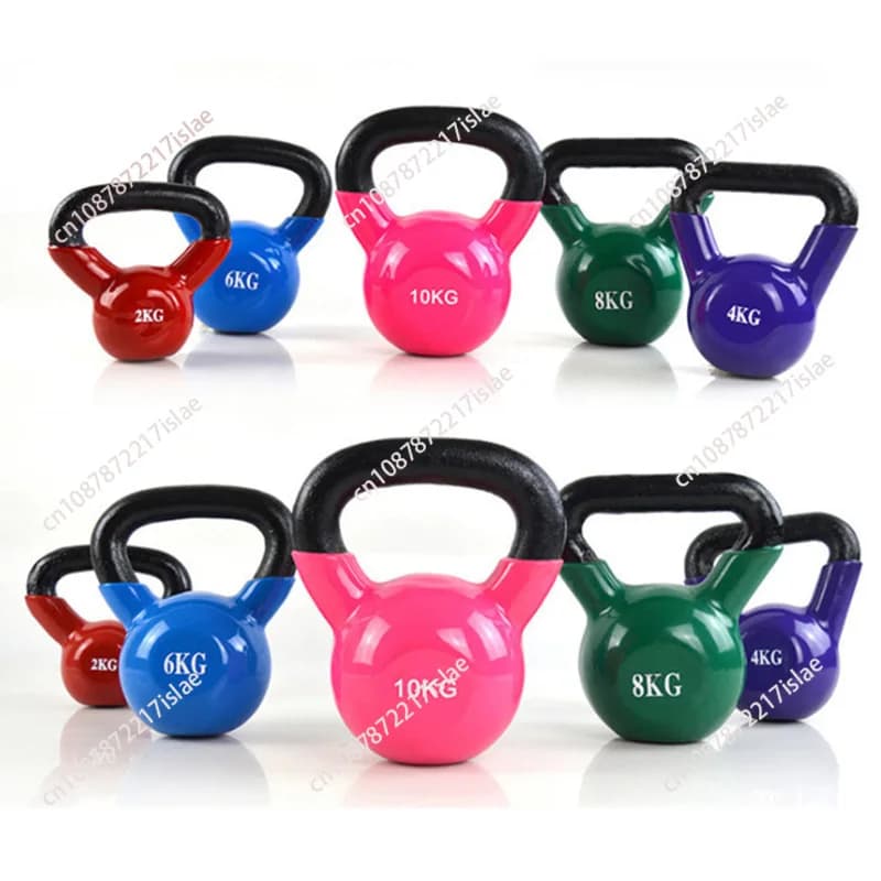 Weights Kettlebell iron covered in vinyl-12 size options, coated in polyurethane for floor and equipment protection, noise reduction