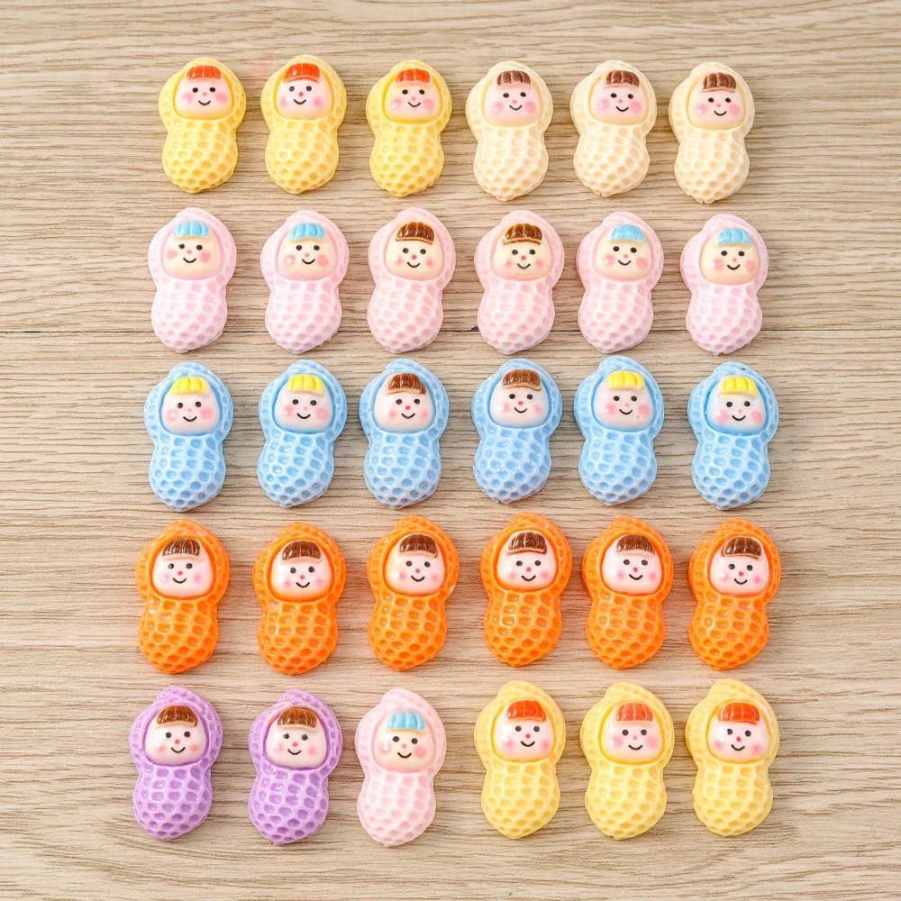 Tusember 15pcs 16*32mm Cute Resin Peanuts Charms for Pendants Handmade Jewelry Making Necklaces Earrings DIY Accessories