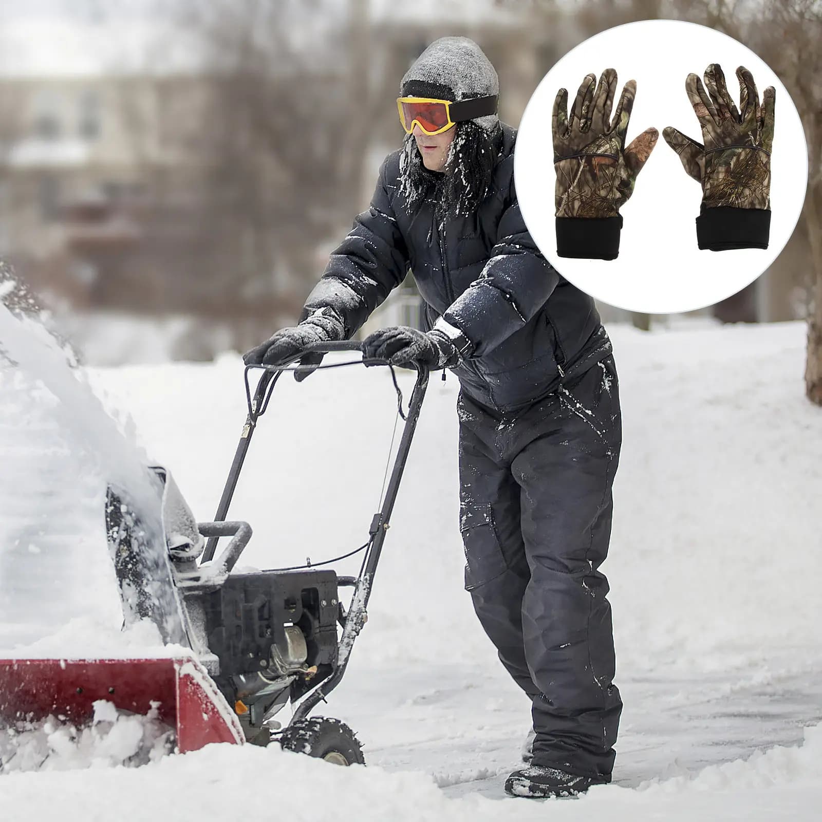 1 paio di guanti invernali termici antivento in nylon antiscivolo per ciclismo, guida, pesca, mimetici, touch screen, taglia L, guanti in nylon