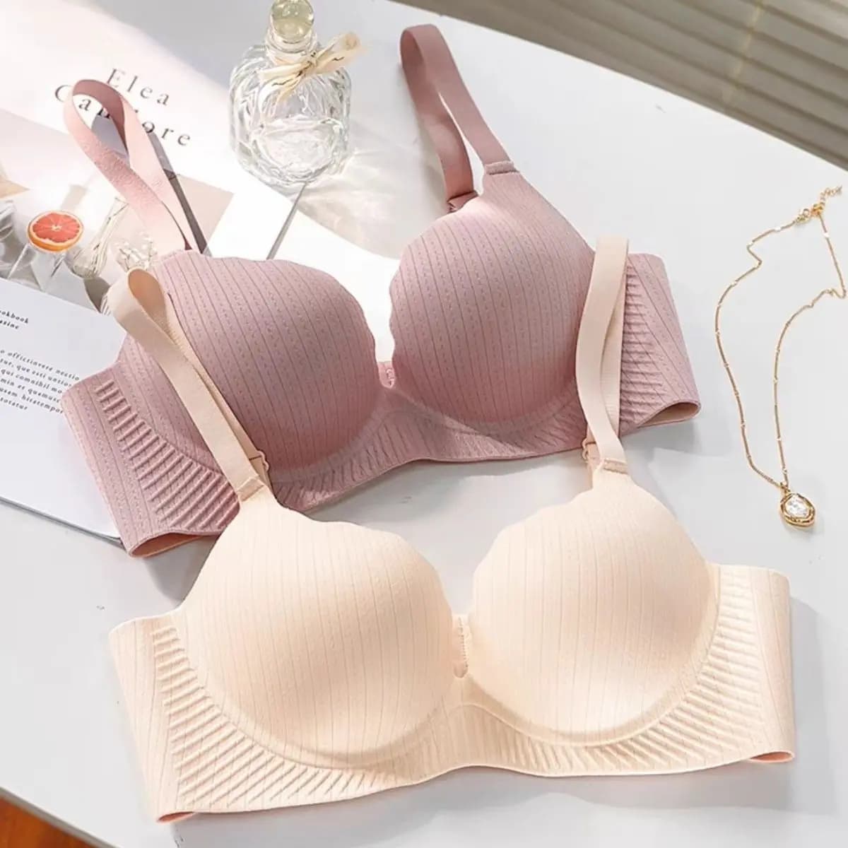 Women Girl Adjustable None Wire Ring Bras Summer Thin One Piece Seamless Soft Push Up Bras Underwear Bikini Bra Accessories