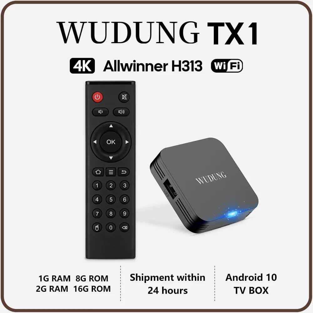 Original WUDUNG W01 TX1 TV BOX Android10 Allwinner H313 Quad Core 4K HD Mini Smart TV Box 2.4G Wifi 1/2GB RAM 8/16GB Media Box