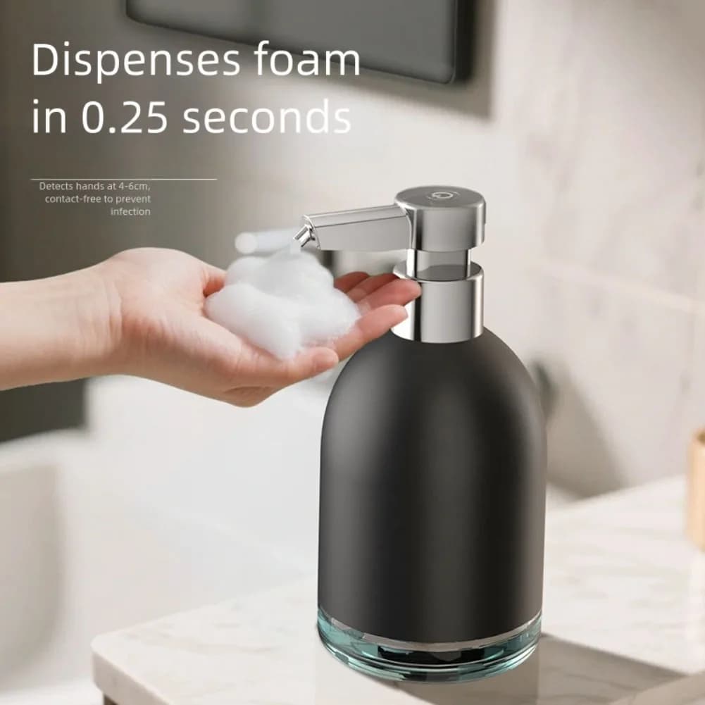 Dispenser automatico di sapone in schiuma touchless, batteria ricaricabile USB da 1200 mAh, rilevamento delle mani a infrarossi, impermeabile IPX7, 320 ml