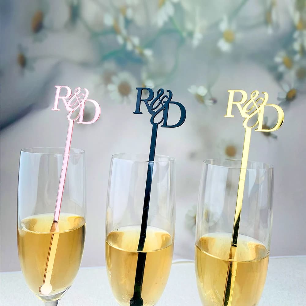 Agitatori per bevande personalizzati Bastoncini da cocktail per matrimoni Agitatori per bevande personalizzati Etichette per bevande Ciondoli per vino in vetro Decorazioni Swizzle
