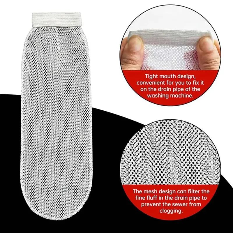 B59B Lint Trap and Cable Ties Set for Washing Machine, 16 Nylon Mesh Traps 48 Ties, Lint Filtration