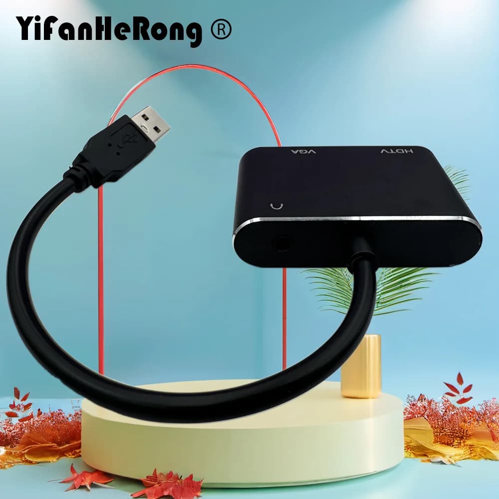 Video Audio Convertitore VGA compatibile da USB 3.0 a HDMI 1080P per computer a proiettore Monitor TV Estendi lo schermo Cavo VGA HD