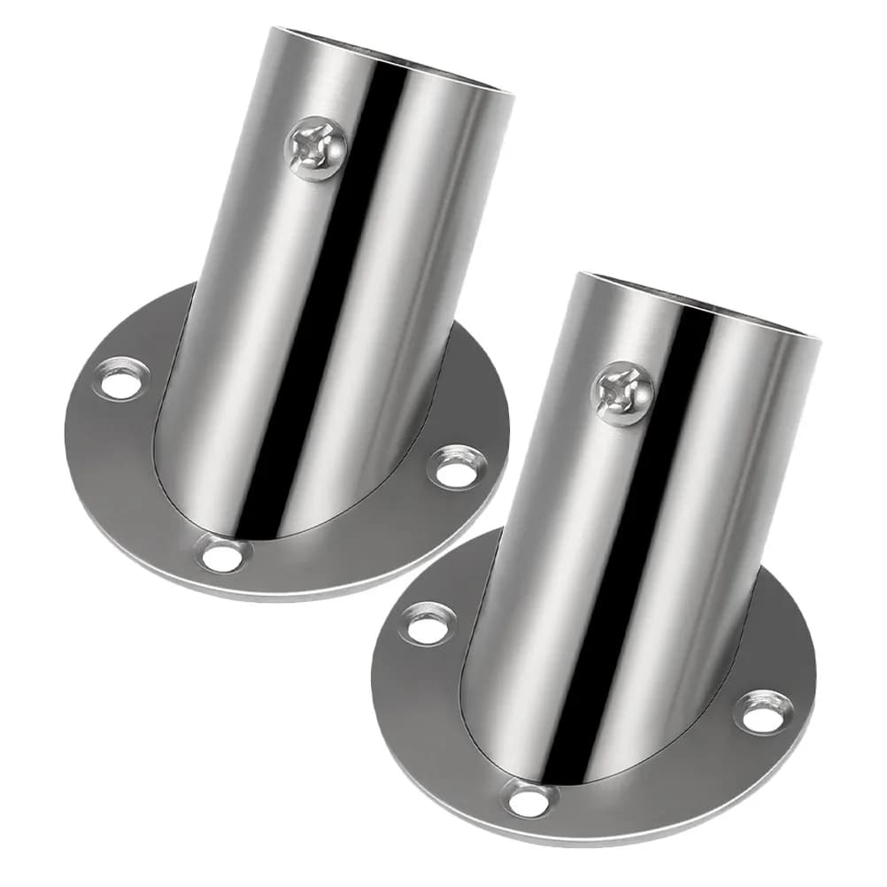 2Pcs Stainless Steel Rod Bracket For Bathroom Shower Corner Builder Heavy Duty Angled Flange Rods Towel Secure