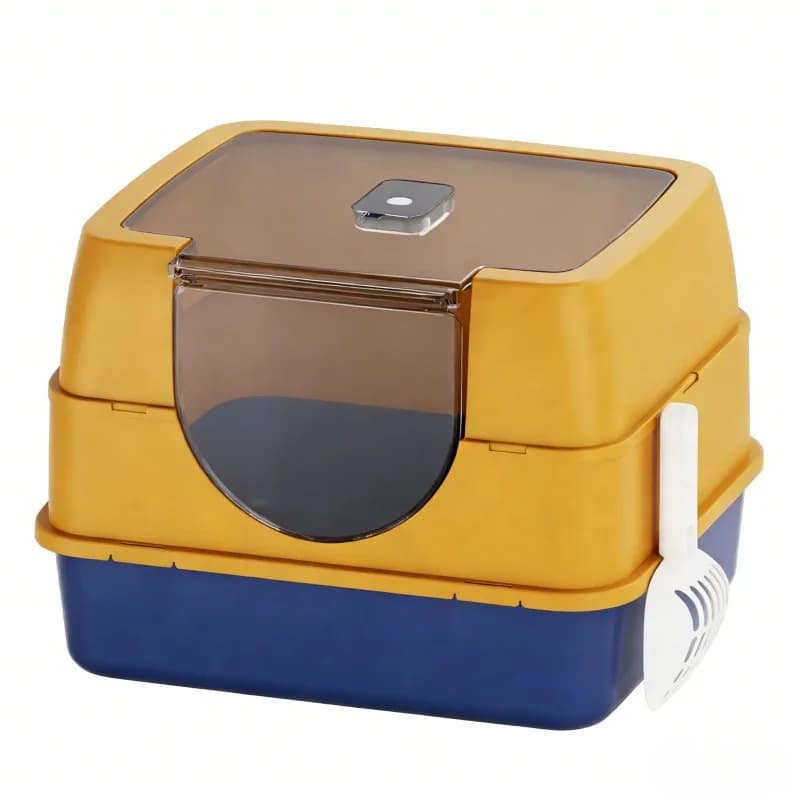 Pink litter box, closed and well sealed, with stable durability, made of durable PP plastic