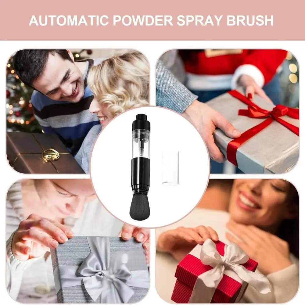 Pennello per polvere per goffratura ricaricabile portatile Pennello per trucco da viaggio pressato riutilizzabile Pennello per spruzzo automatico per polvere Strumento di bellezza