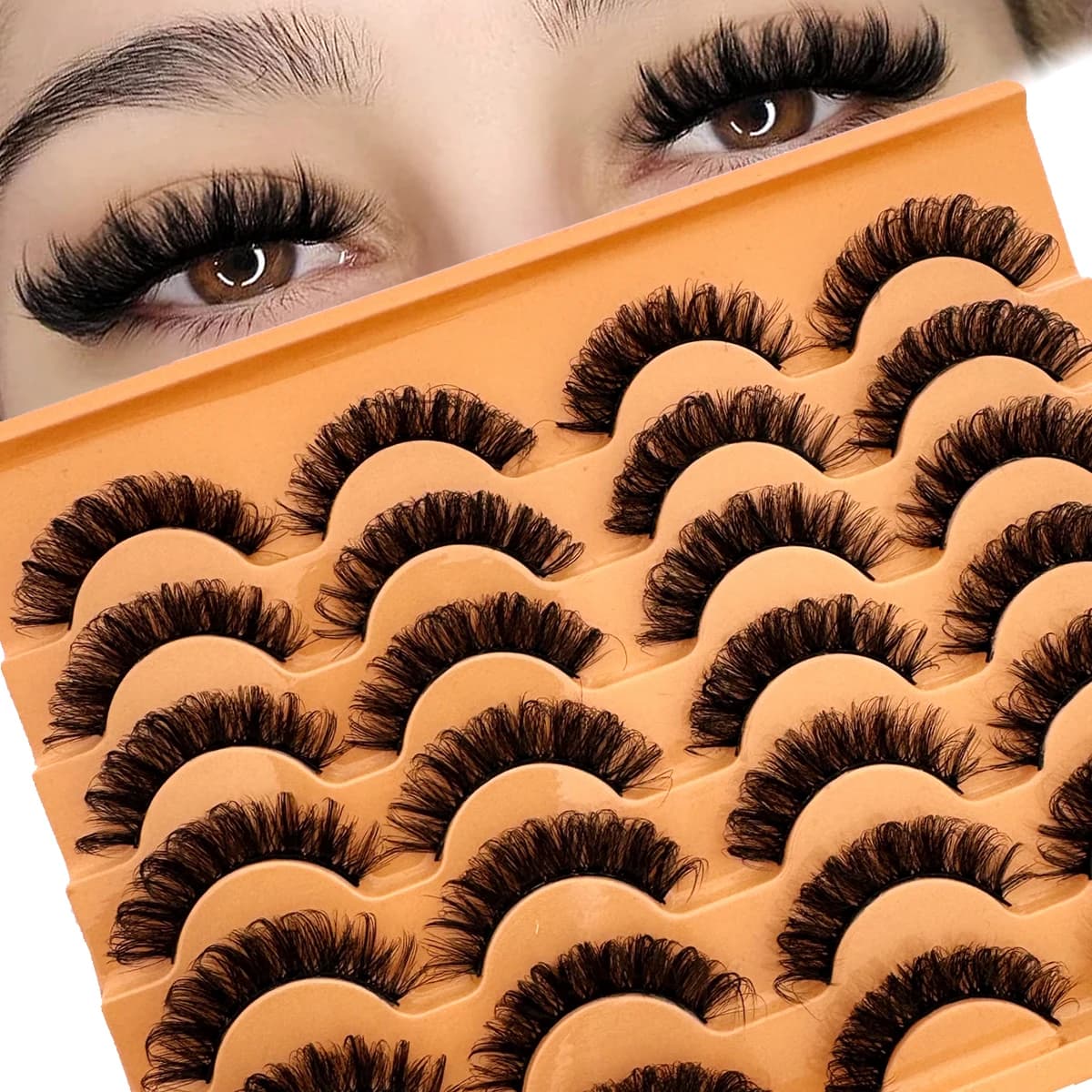 14 paia di ciglia finte naturali con rotoli russi, rotoli DD di ciglia cat eye, rotoli 6D flessibili e a forma di croce di morbidi