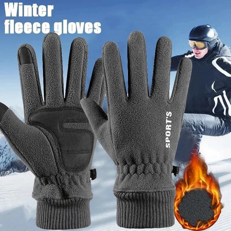 Guanti invernali caldi in pile tinta unita per touch screen unisex a due dita antiscivolo per moto all'aperto che stringono il polso