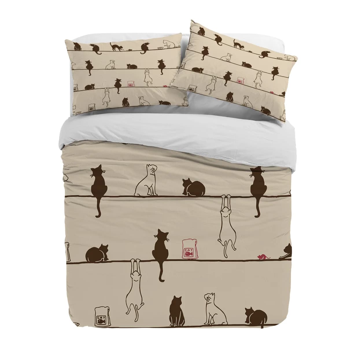 Mouse cover with rope for cats Bed linen set Bed linen Fabrics for the house Cover Loyalty Set of double bed linen for the bedroom Without bedsheet