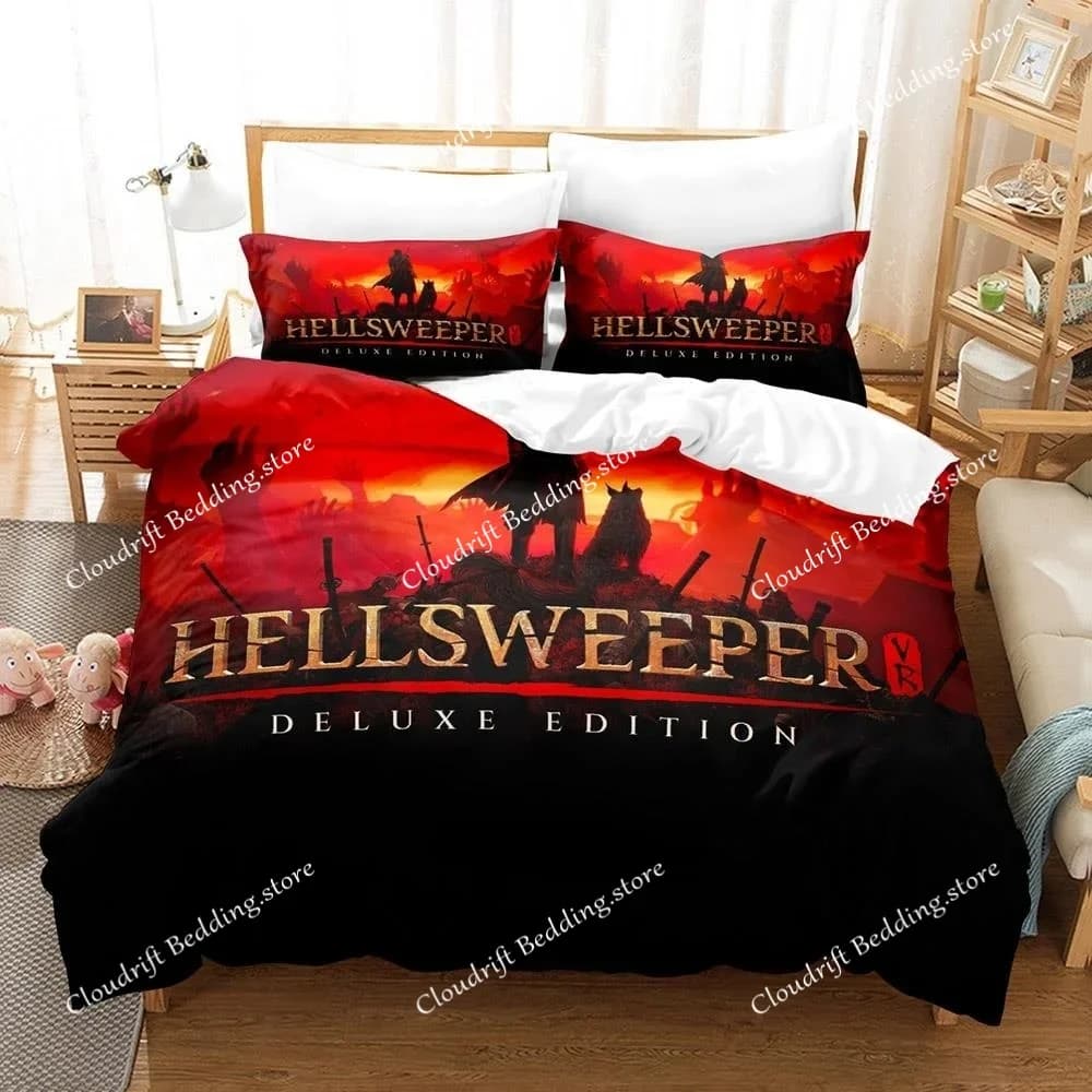 Game Hellsweeper VR Bed Linen Set, Single Measures, Double, Queen, King, Adult and Children's Bedroom Set, Anime Couple Set